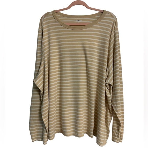 Old Navy Tan and White Striped Top - Picture 1 of 4